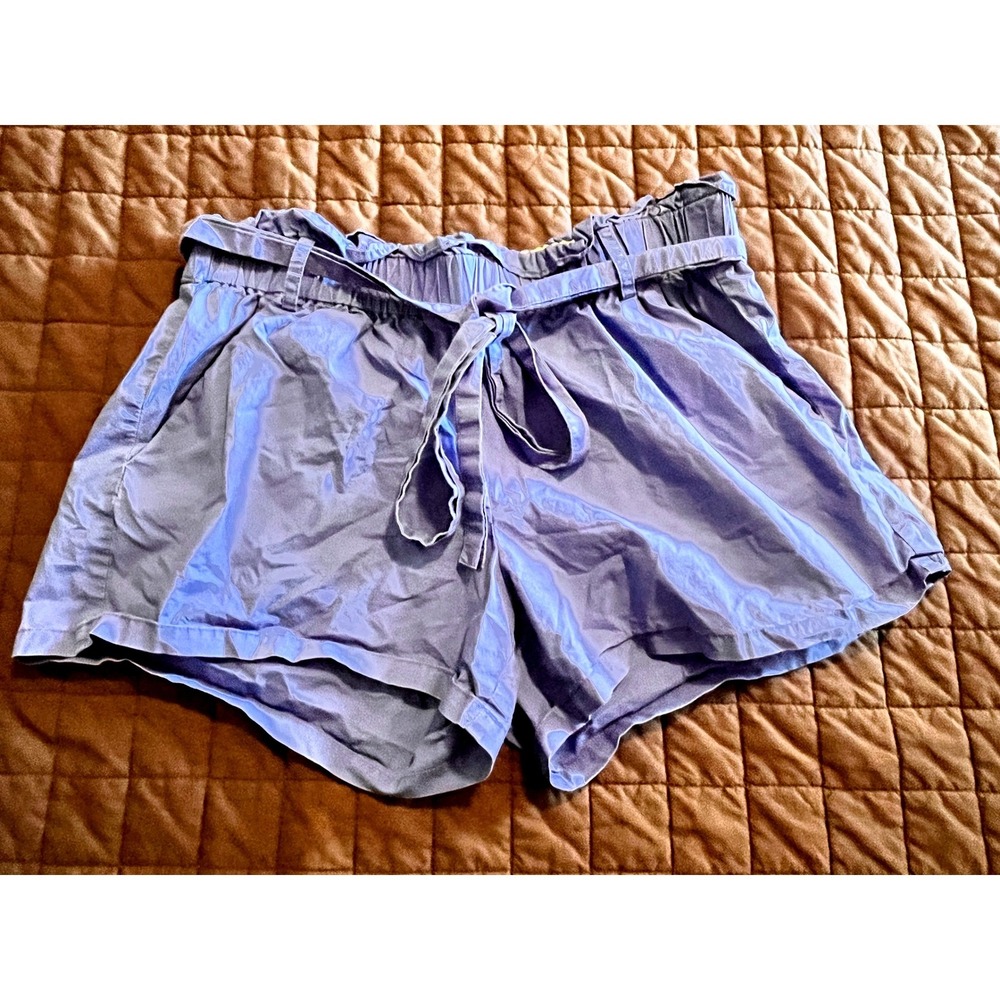 J.Crew Womens Periwinkle Blue Cotton Paperbag Waist Tie Shorts 71887 Size M